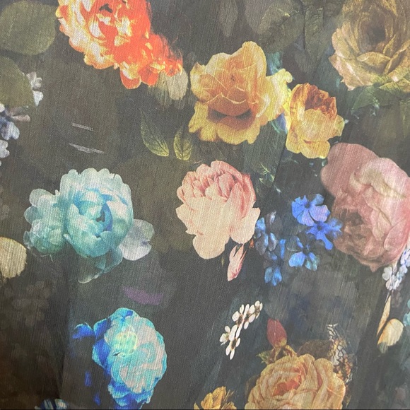 Y2K 90s Sheer Floral Long Sleeve Top Large - Picture 3 of 6